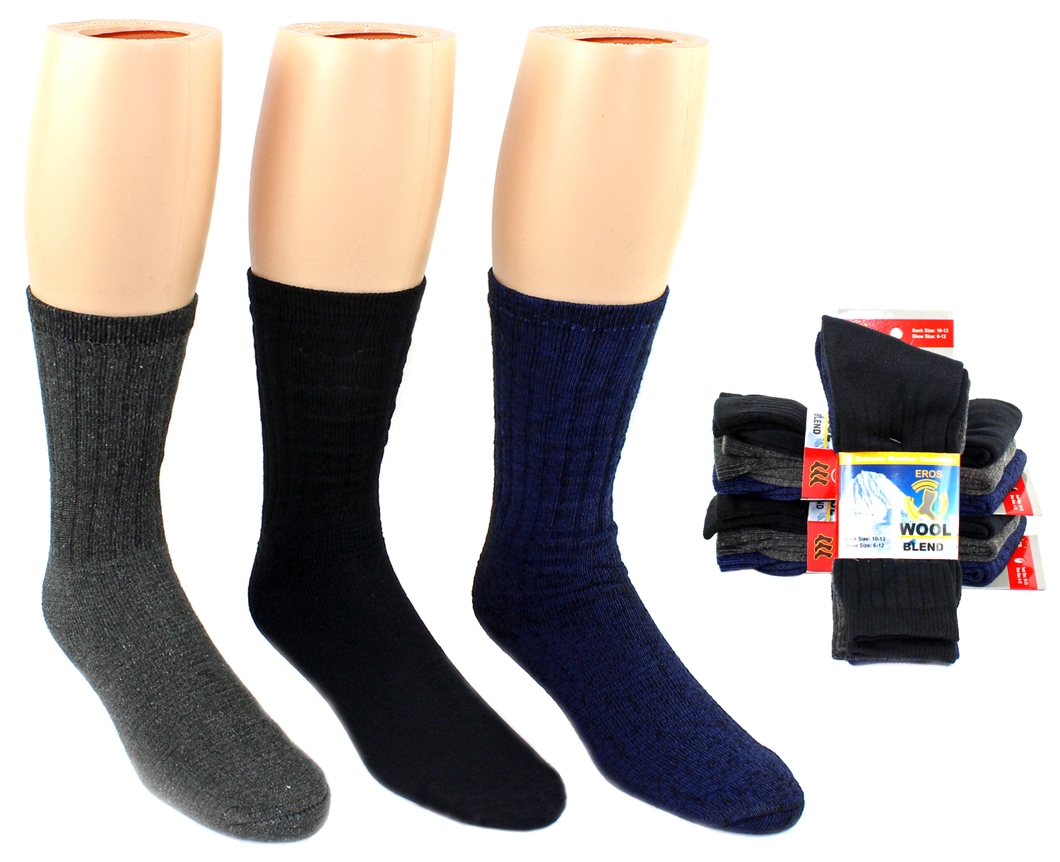 Men's Wool Blend Thermal Crew SOCKS