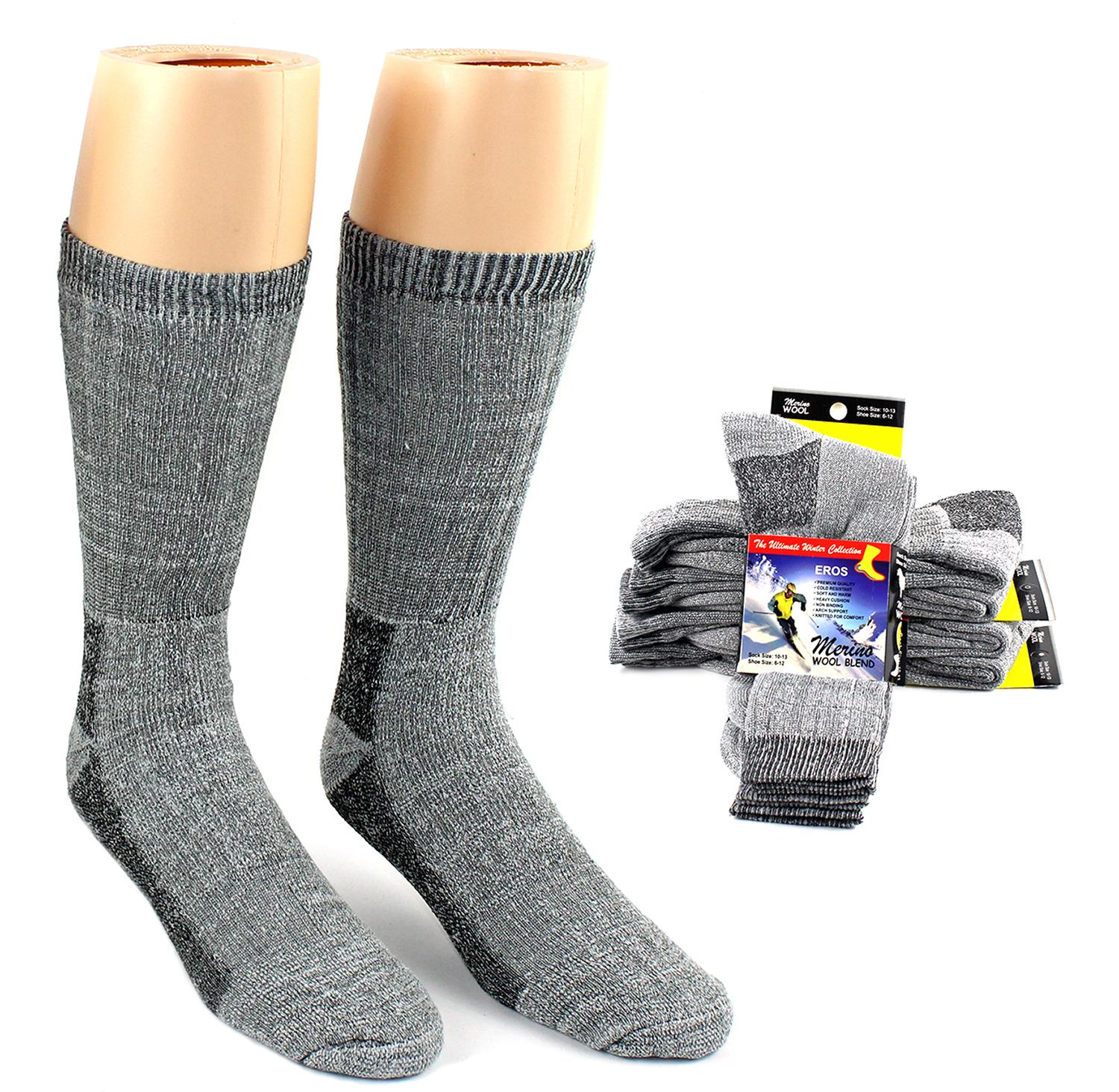 6 Pairs Men Merino wool socks Thermal Socks Insulated Cold Weather Winter  socks