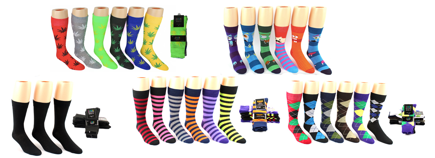 Men's Casual Crew Dress SOCKS - Assorted Styles - Size 10-13