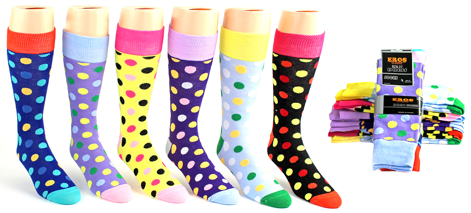 Men's Casual Crew DRESS Socks - Dot Print - Size 10-13