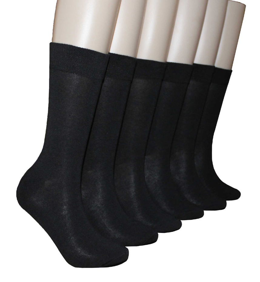 Men's Classic Crew DRESS Socks - Solid Black - Size 10-13