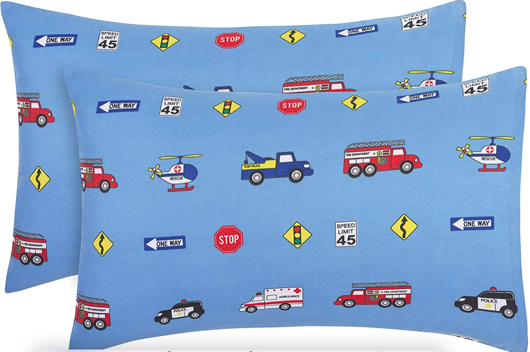 ''Toddler Travel Pillowcases - Fire, POLICE and Rescue Print - 2-Pack''