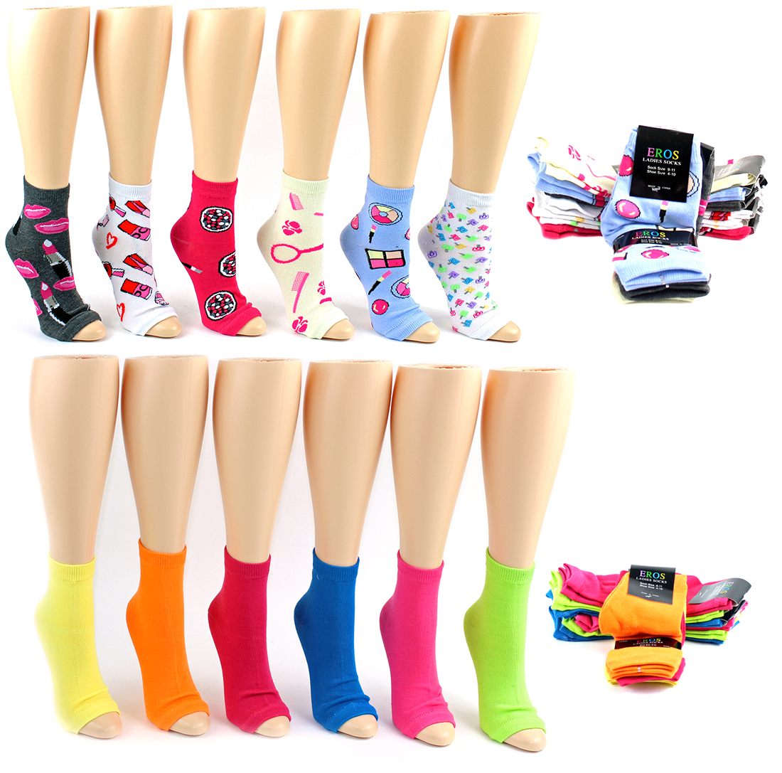 Women's Pedicure Socks - Prints & Solid Colors - Size 9-11