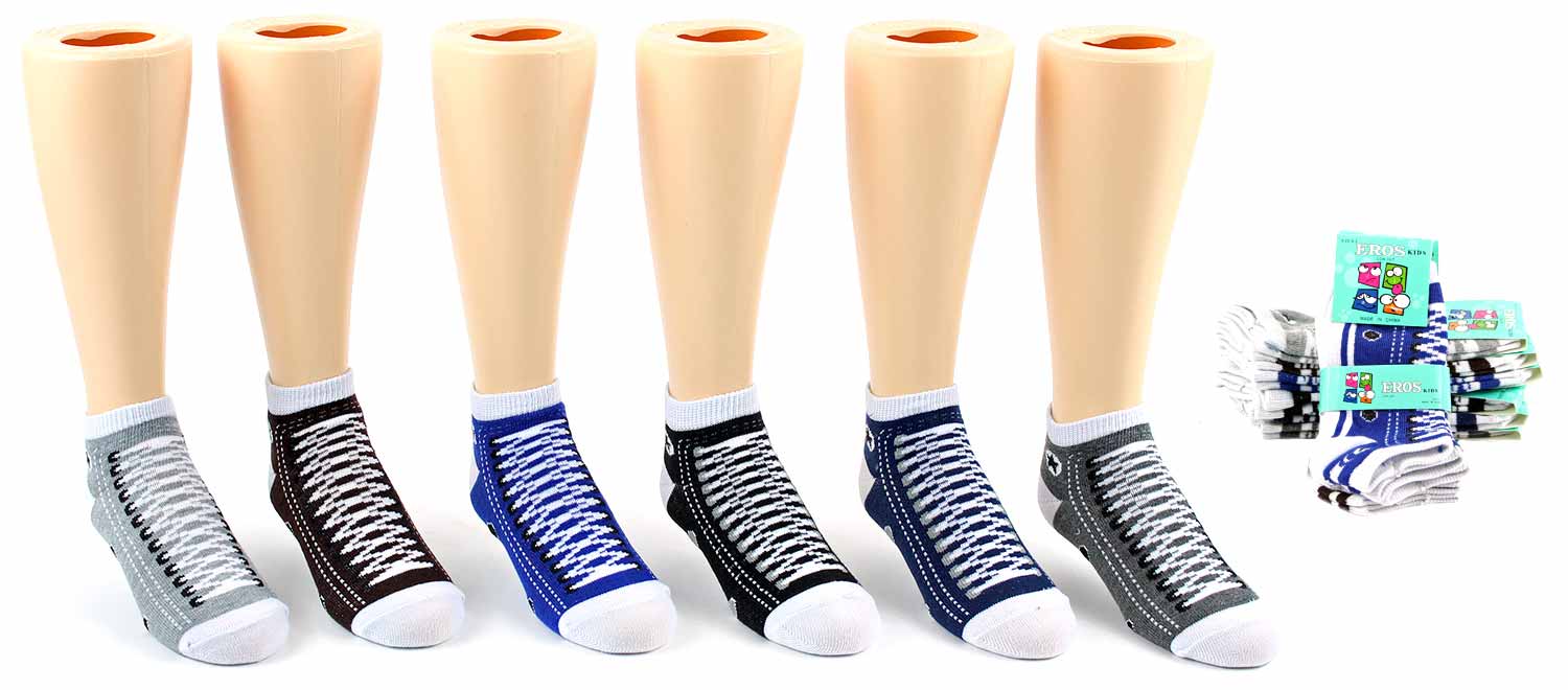 Boy's & Girl's Low Cut Novelty Socks - SNEAKER Print - Size 6-8