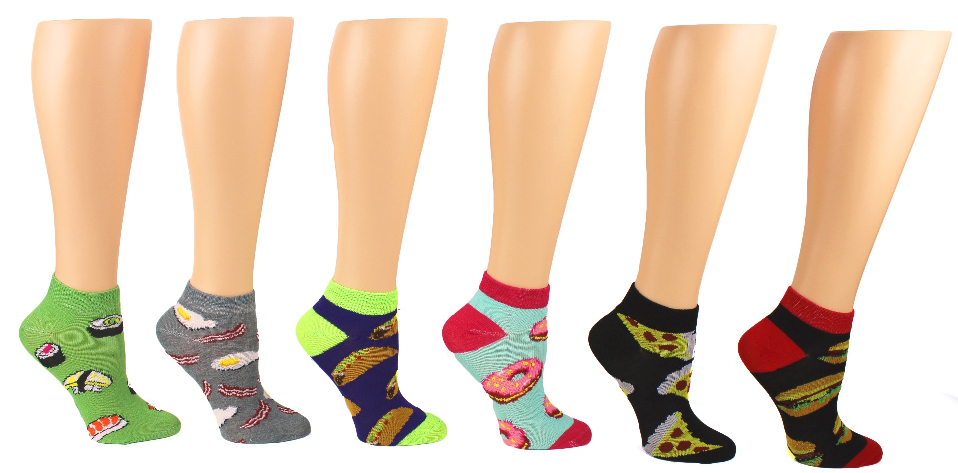 Boy's & Girl's Low Cut Novelty SOCKS - Food Print - Size 6-8