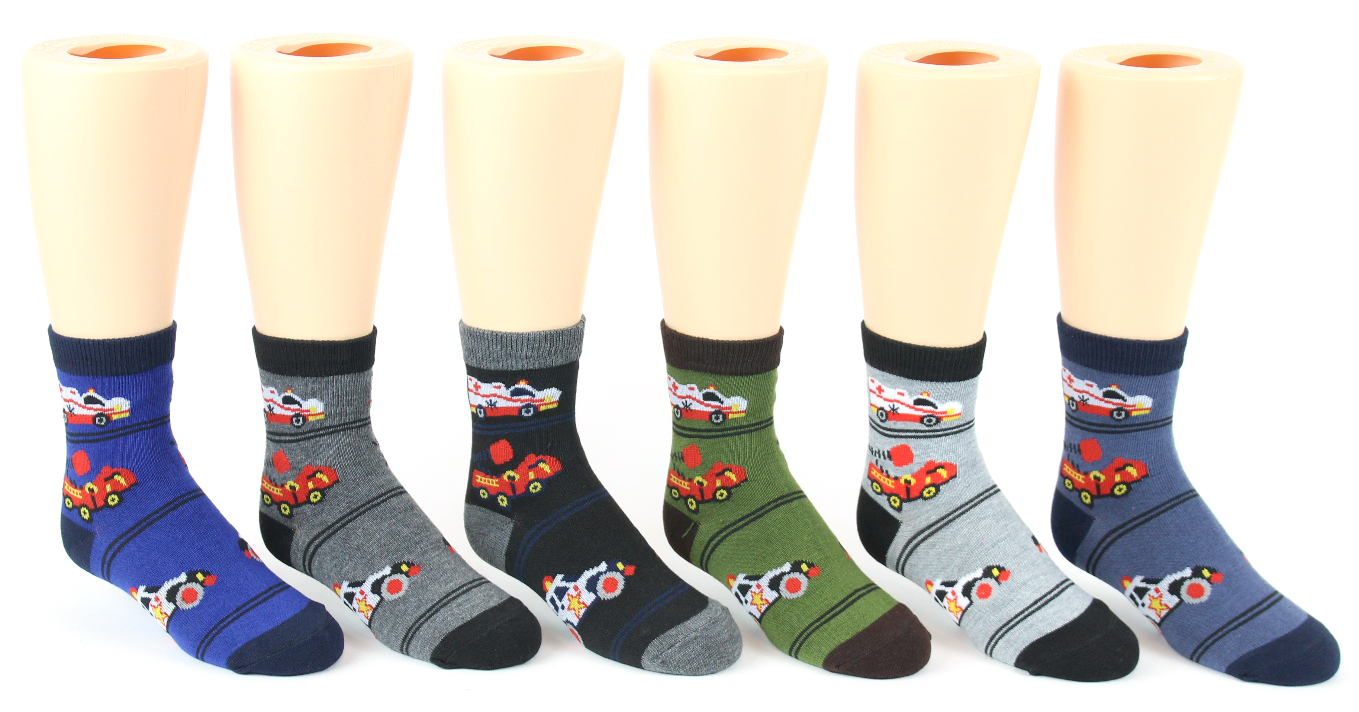 Boy's & Girl's Novelty Crew SOCKS - Truck Print - Size 4-6