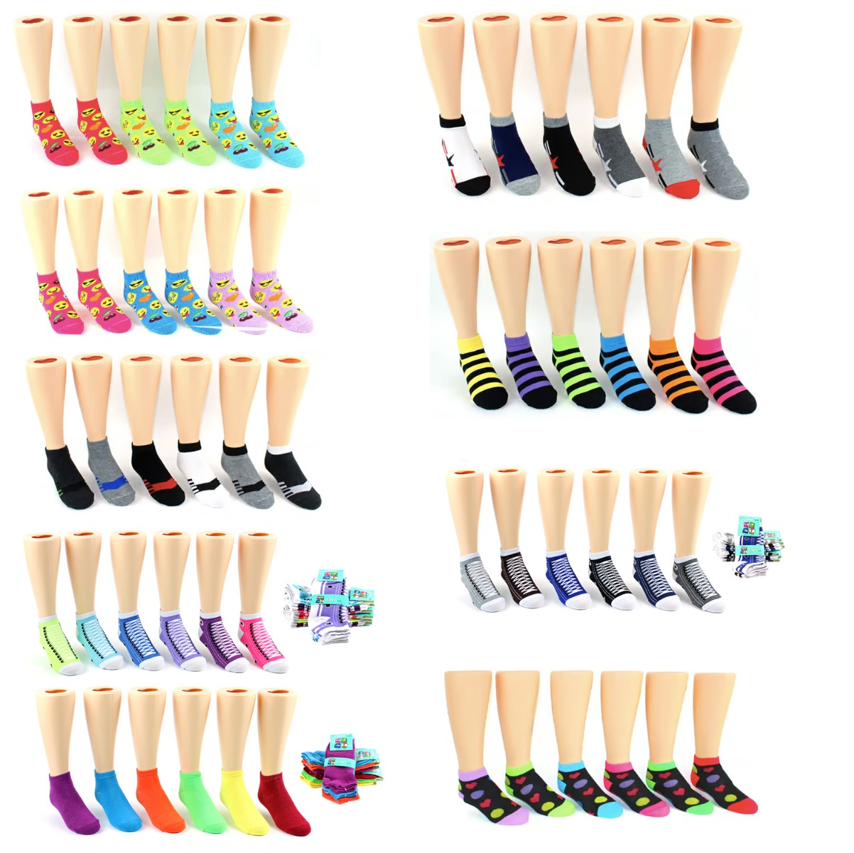 Boy's & Girl's Low Cut Novelty SOCKS - Assorted Prints - Size 4-6