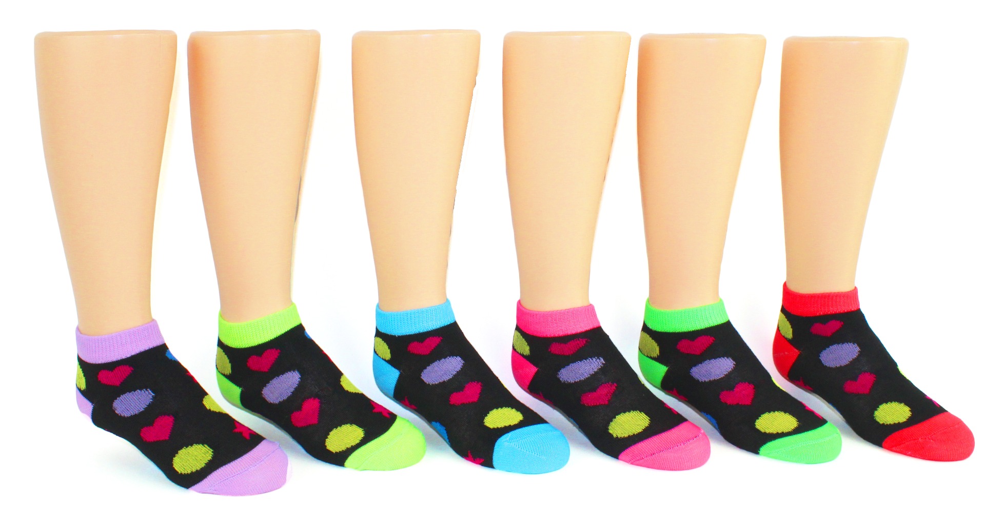 Boy's & Girl's Low Cut Novelty SOCKS - Heart Print - Size 6-8