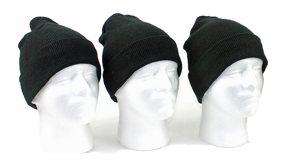 ADULT Cuffed Winter Knit Hats - Black