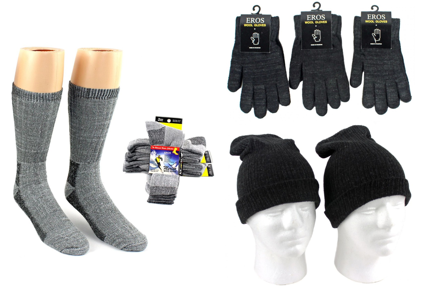 ''Adult Merino Wool Combo - Hats, Gloves, and SOCKS''