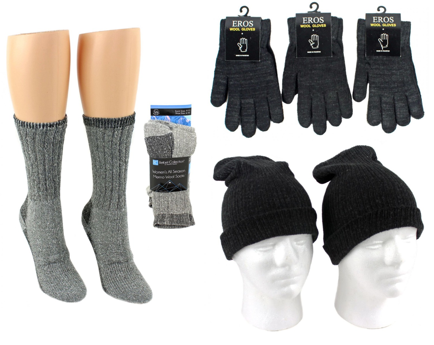 ''Adult Merino Wool Combo - Hats, Gloves, and SOCKS''