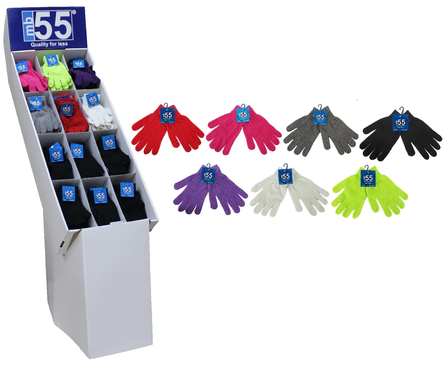 Adult Stretch Knit Winter Gloves w/ 144 Ct. Floor DISPLAY - Assorted Colors