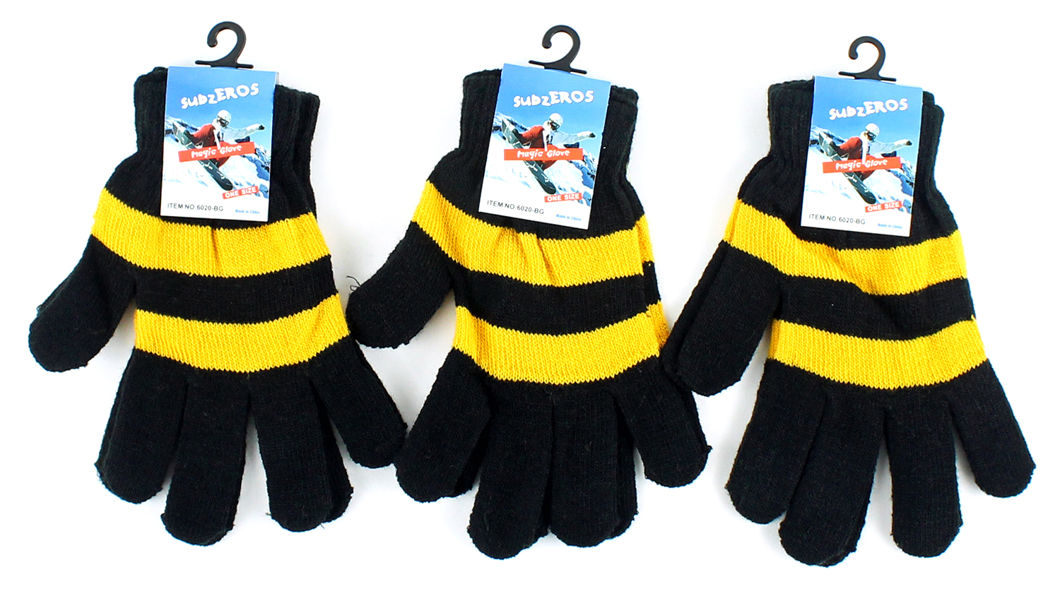 Adult Stretch Knit Winter Gloves - Black & GOLD Striped