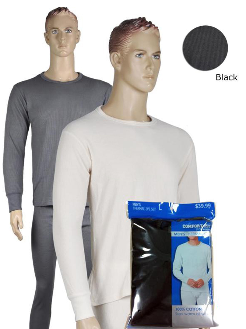 Men's Thermal UNDERWEAR Sets - Black - Sizes Medium-2XL 