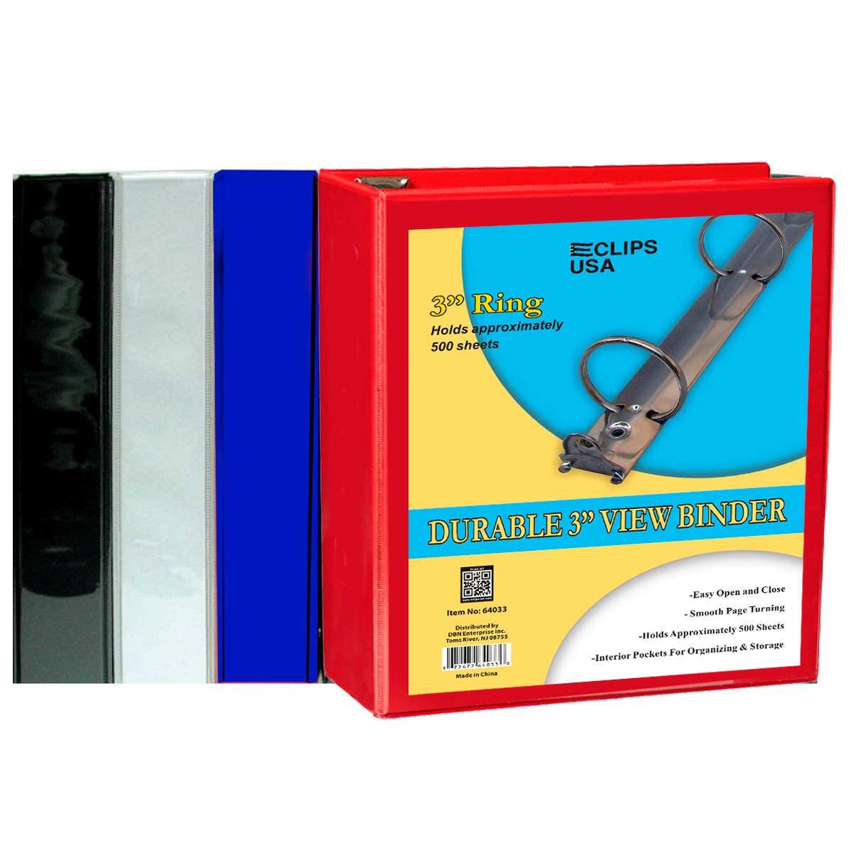 ''Heavy Duty View Binders w/ 3'''' D-RINGS  - Assorted Colors''