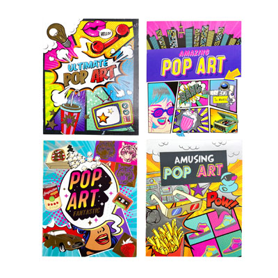 COLORING BOOK Pop Art 32 Pg Foil Cover 4 Asstd