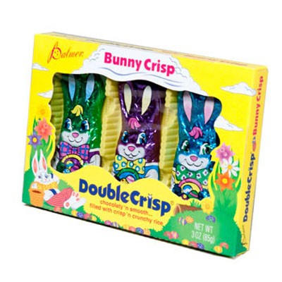 Easter CANDY Bunny Crisp 3pk 3oz Foilwrapped/window Boxed/in Pdq