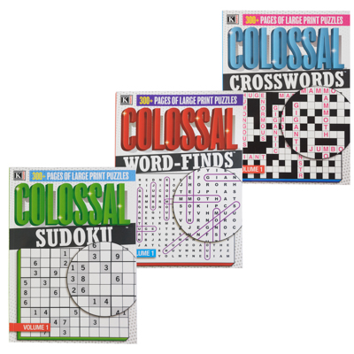 Colossal PUZZLE Books - 300 + Pages Soduko - Word Find - Crossword Floor Display Msrp 12.99