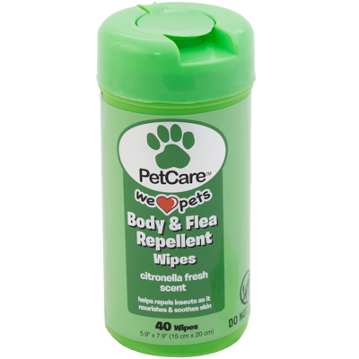 Pet Wipes 40ct Body & Flea Repellant Citronella Scent Pet CARE