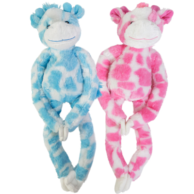 Plush 22in Hanging Giraffe 2ast Eco Friendly Pink May Blue Dylan Eco Friendly Wishpet