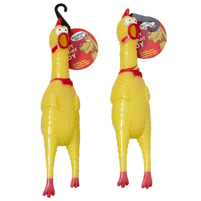 Dog TOY Vinyl Chicken With Squeaker 13-1/4 Inch On Chain 4 Chains Per Case 12 Per Chain