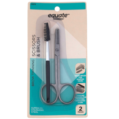 SCISSORS And Brush Grooming Set Brow Thinning Equate Carded