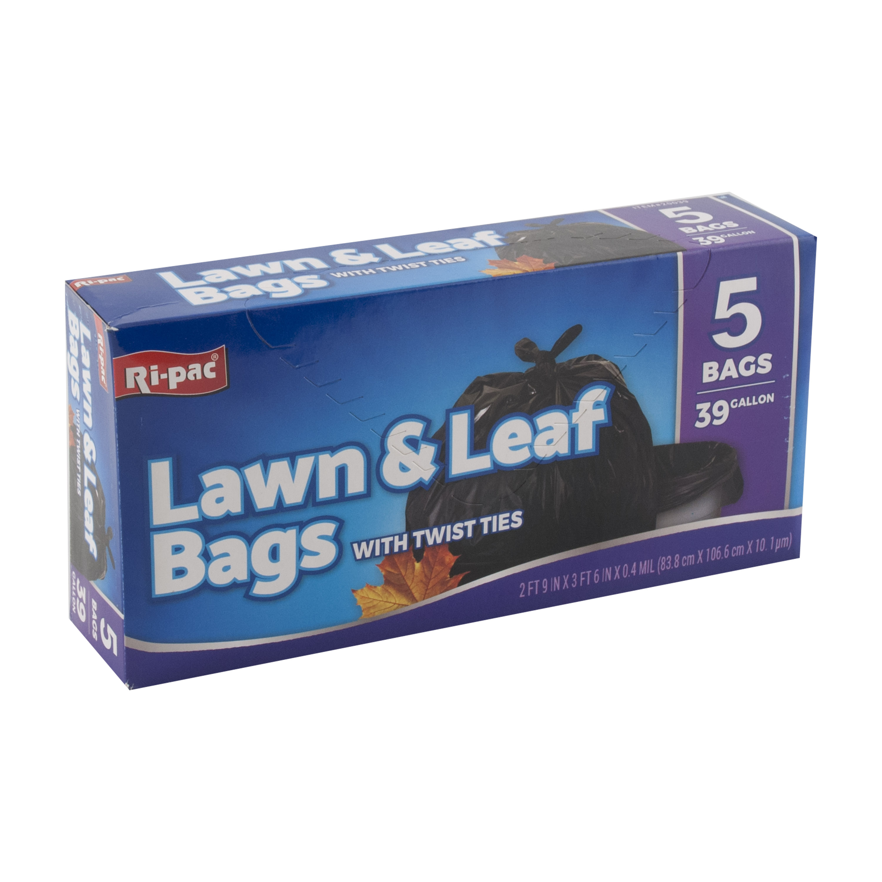 Trash Bags 5ct - 39 GALLON Black Lawn And Leaf