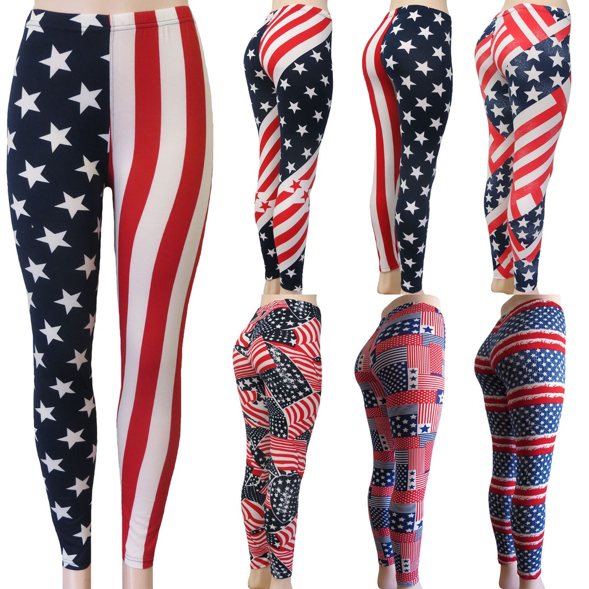 Women's Full Length LEGGINGS - USA Prints - One Size Fits Most