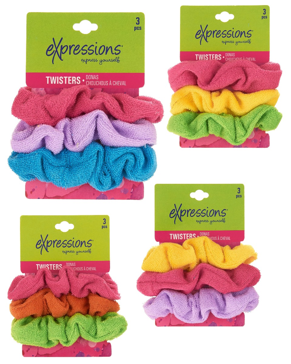 Women's HAIR Twister Scrunchies - Neon Colors - 3-Pack