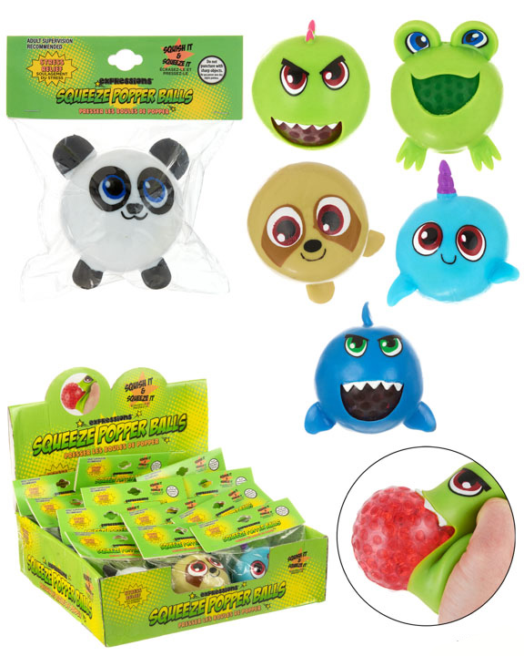 Stress Relief Squeeze Popper Balls - Animal & Sea Creature Designs