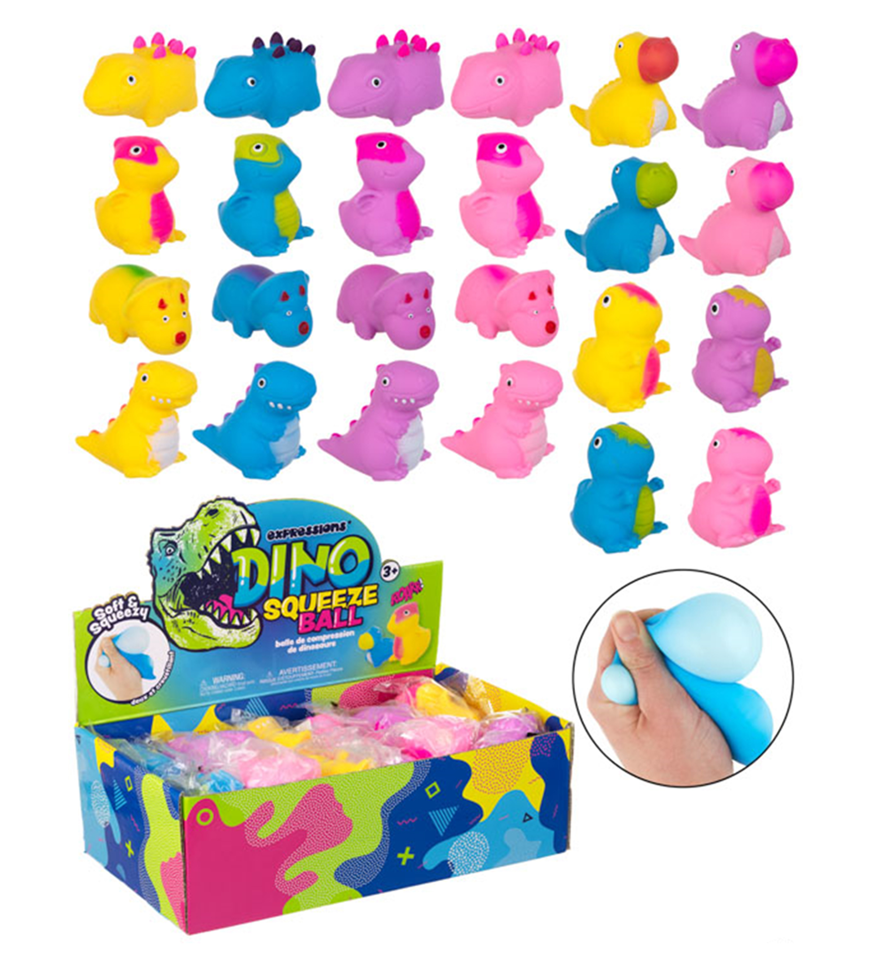 Soft & Squeeze Dino Squeeze Puffer Ball TOYS w/ Counter Display