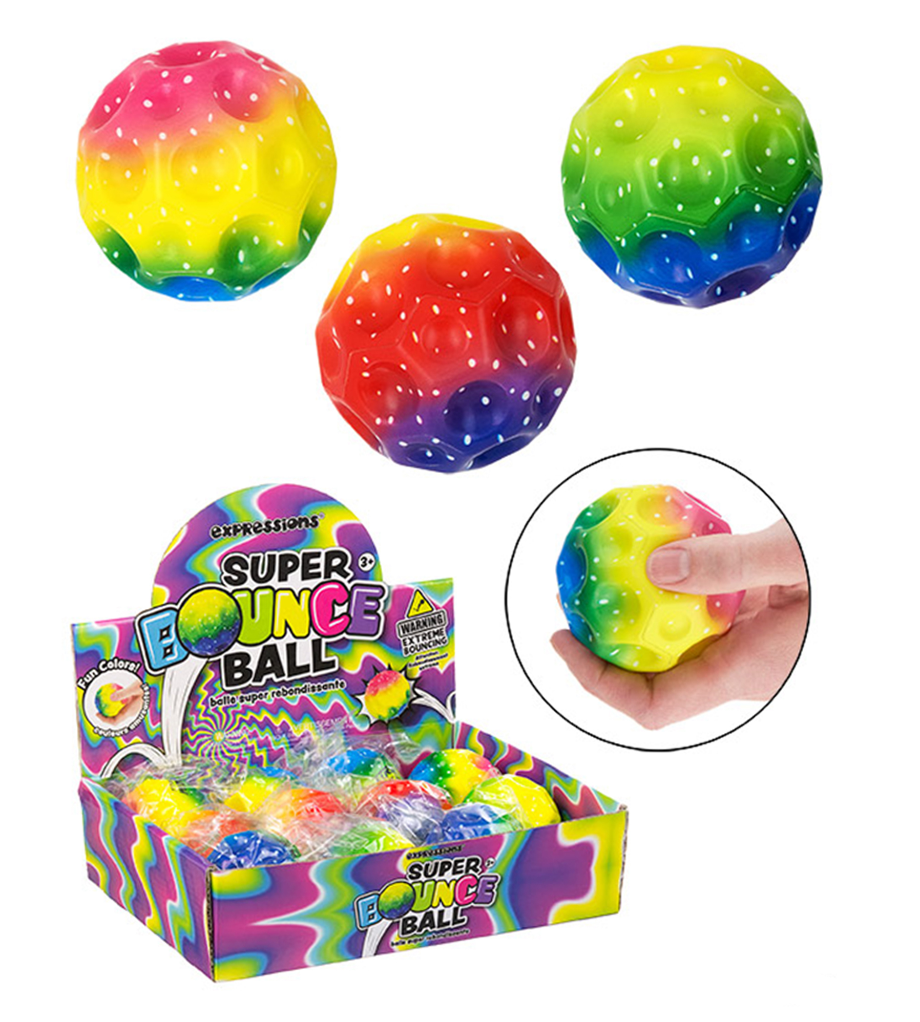 Super Bouncing TOY Balls w/ Counter Display & Tie-Dye Print