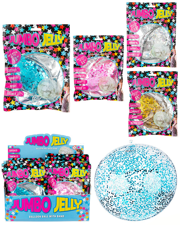 Inflatable Jumbo-Size Jelly BALLOON Balls w/ Embroidered Confetti Sequins