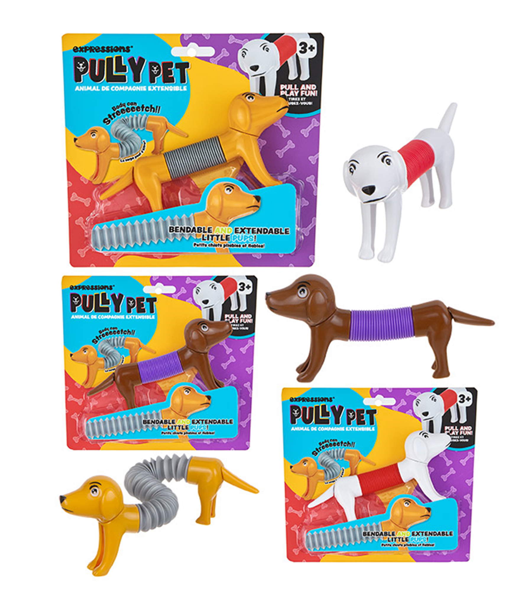 Pully Pet Tube Extended Slinky Dog Toys