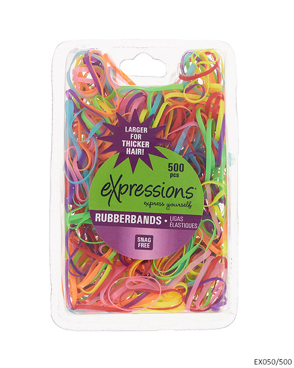 Large Hair Elastic RUBBER BANDS - Assorted Colors - 500-Pack