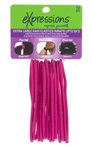 Extra-Large Fuchsia HAIR Elastics - 12-Pack