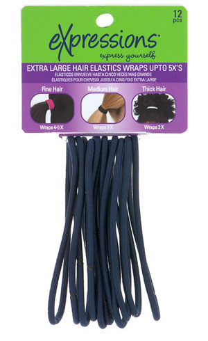 Extra-Large Navy HAIR Elastics - 12-Pack