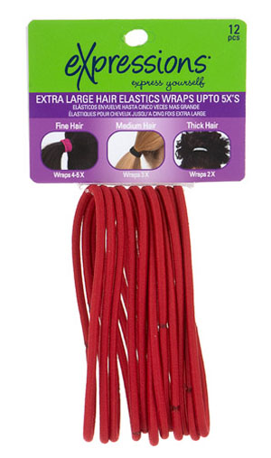 Extra-Large Red HAIR Elastics - 12-Pack