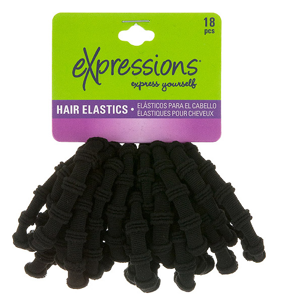 Textured Ponytail HAIR Elastics - Black - 18-Pack