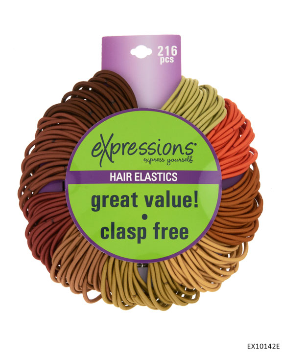 ''HAIR Elastics - Brown, Gold, & Orange - 216-Pack''