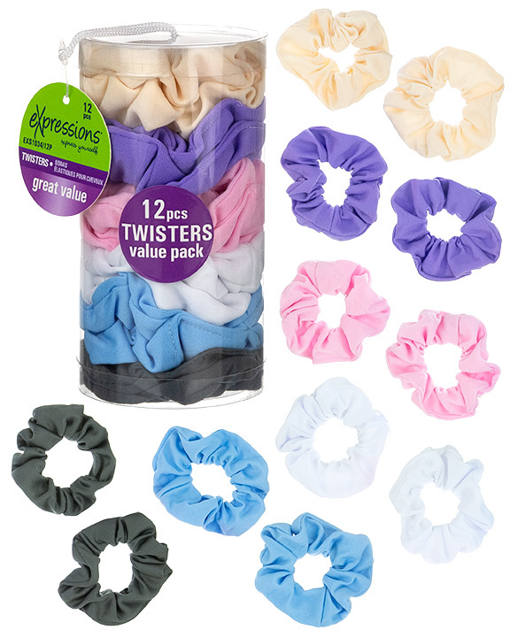 Pastel Color HAIR Scrunchies - 12-Pack