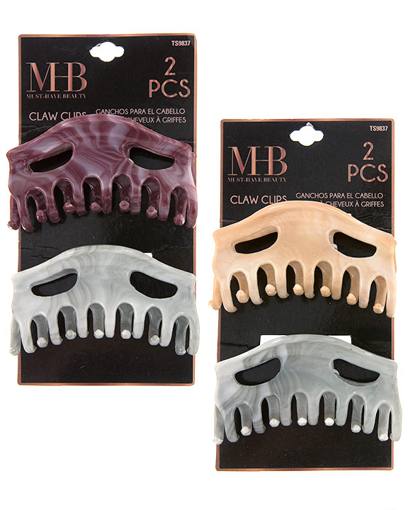 Marbleized Claw HAIR Clips - Assorted Colors - 2-Pack