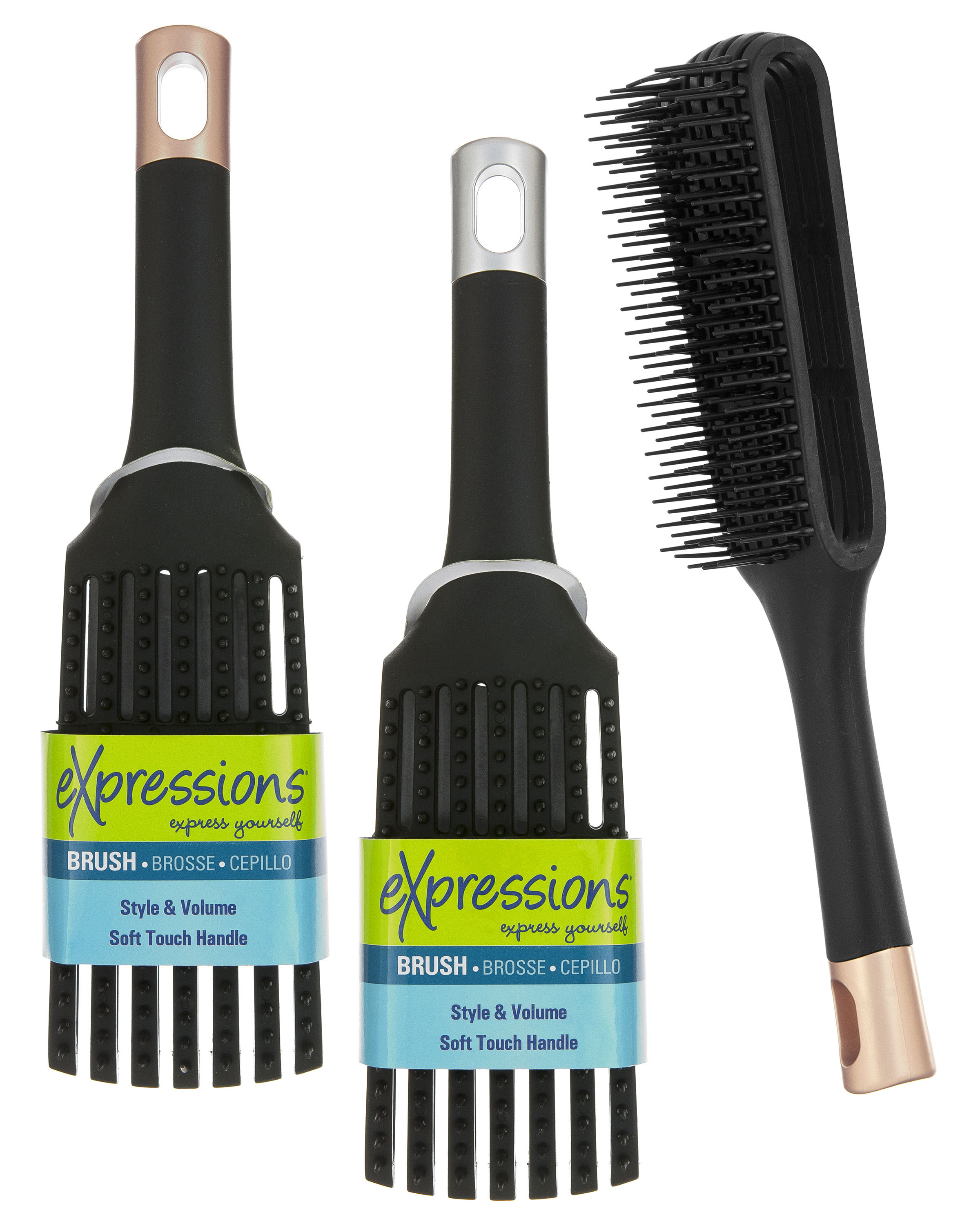 Style & Volume Flat HAIR Brushes w/ Soft Touch Handle