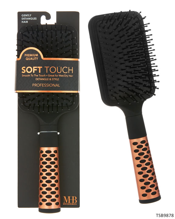 Premium Detangling Paddle HAIR Brush w/ Embroidered Metallic Copper Trim