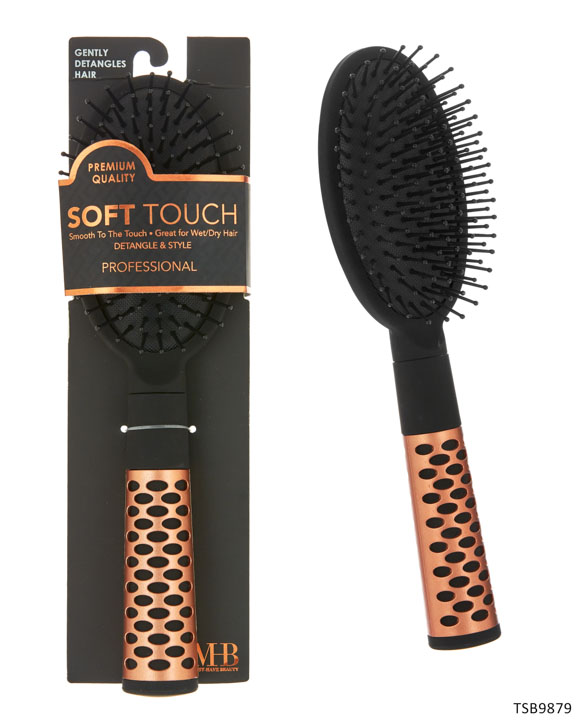 Premium Detangling Oval Paddle HAIR Brush w/ Embroidered Metallic Copper Trim