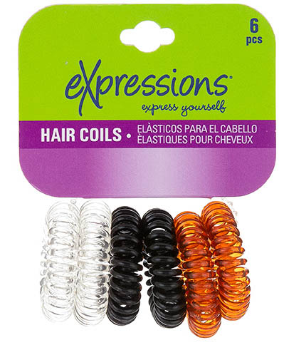 Assorted Colored Coiled HAIR Ties - 6-Pack