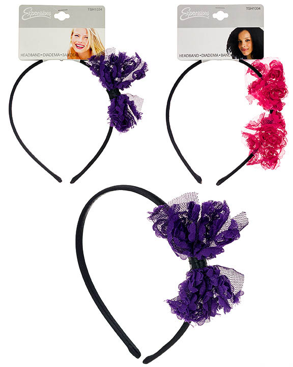 Women's HEADBANDs w/ Mesh Roses