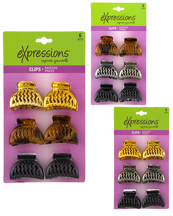 Small Claw HAIR Clips w/ Chevron Cut Outs - 6-Pack