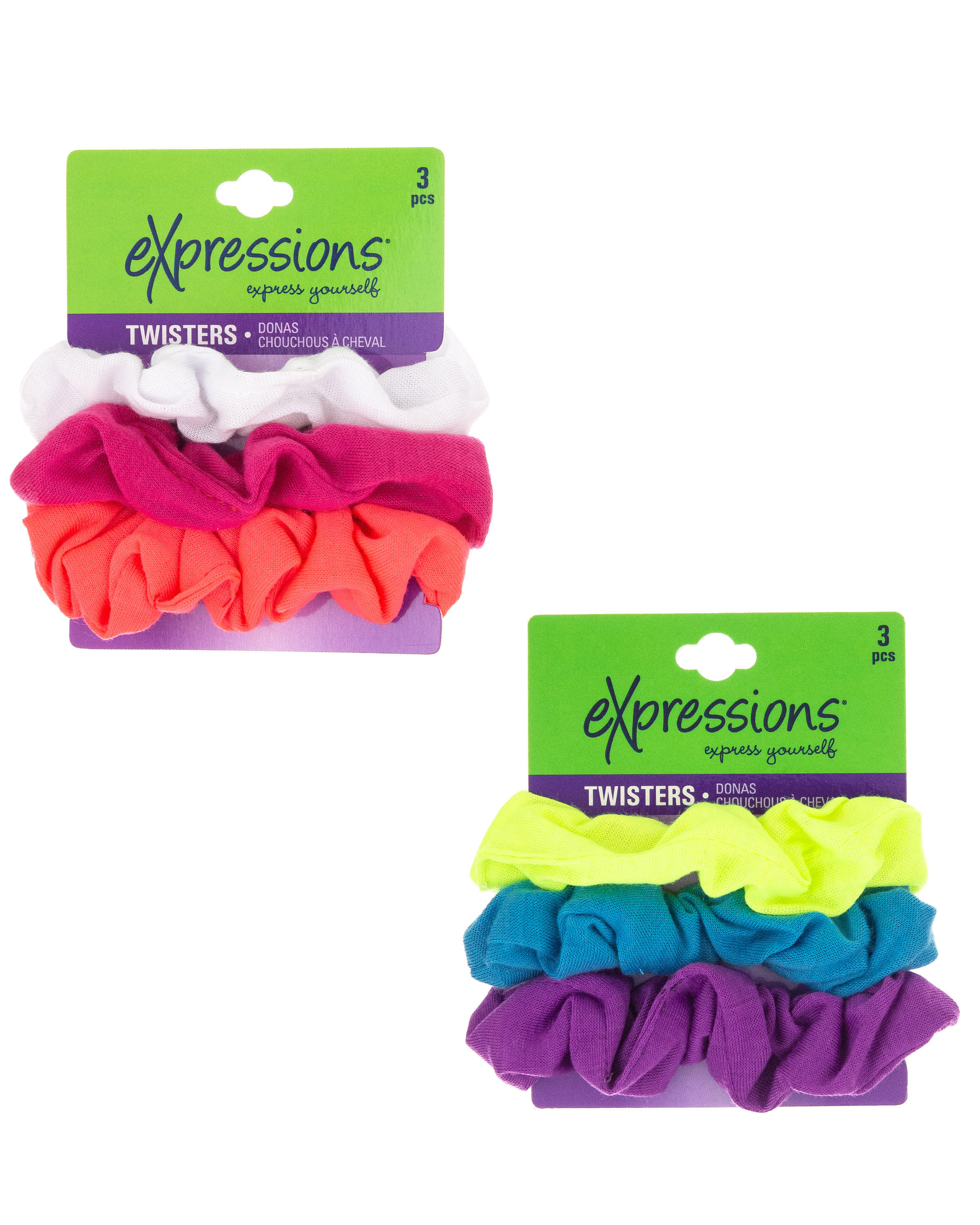 Fashion HAIR Scrunchies - Neon Colors - 3-Pack