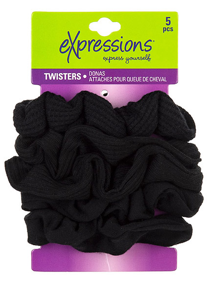 Large Black HAIR Scrunchies - 5-Pack